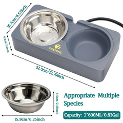 Texsens dual 20oz bowls show warm water to hydrate outdoors.