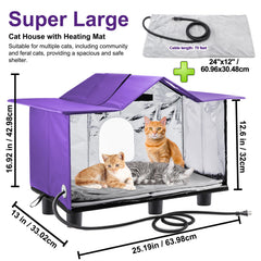 Texsens heated cat house side view highlighting spacious interior and protection