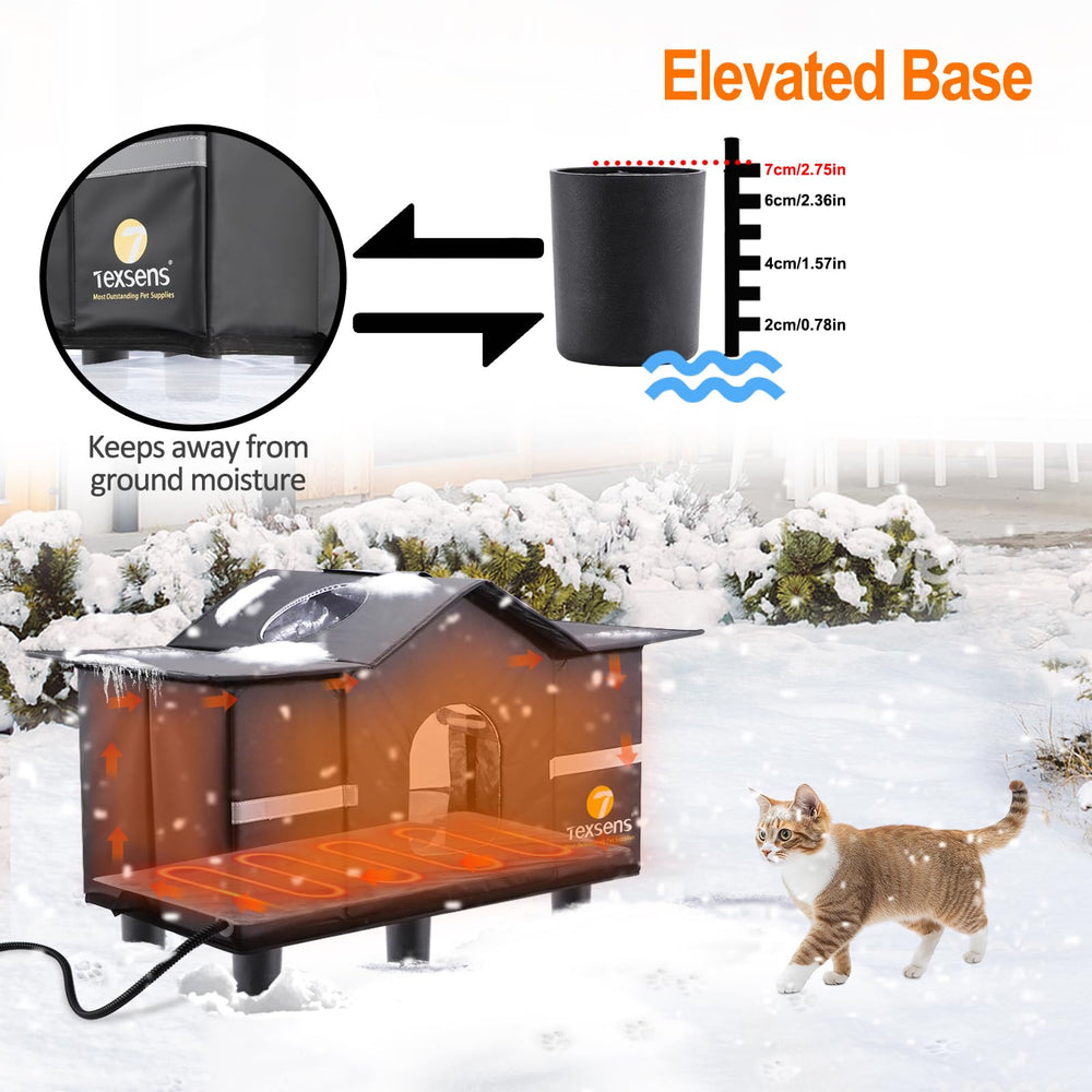 Texsens heated cat shelter dual exits enhance safety and easy retreat for wary cats.