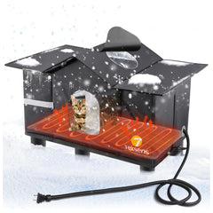 Texsens heated cat shelter front view highlighting weatherproof exterior for outdoor protection.