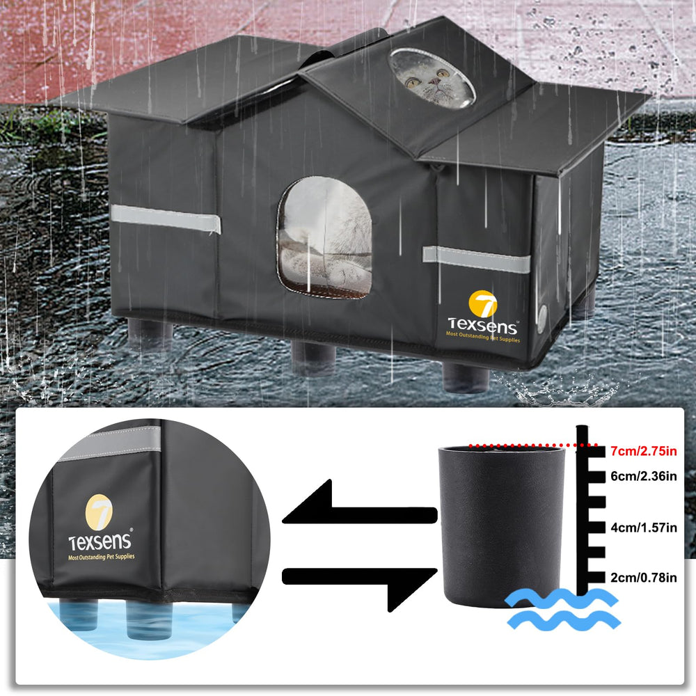 Texsens Outdoor Cat House insulated inside helps keep feral cats warm.