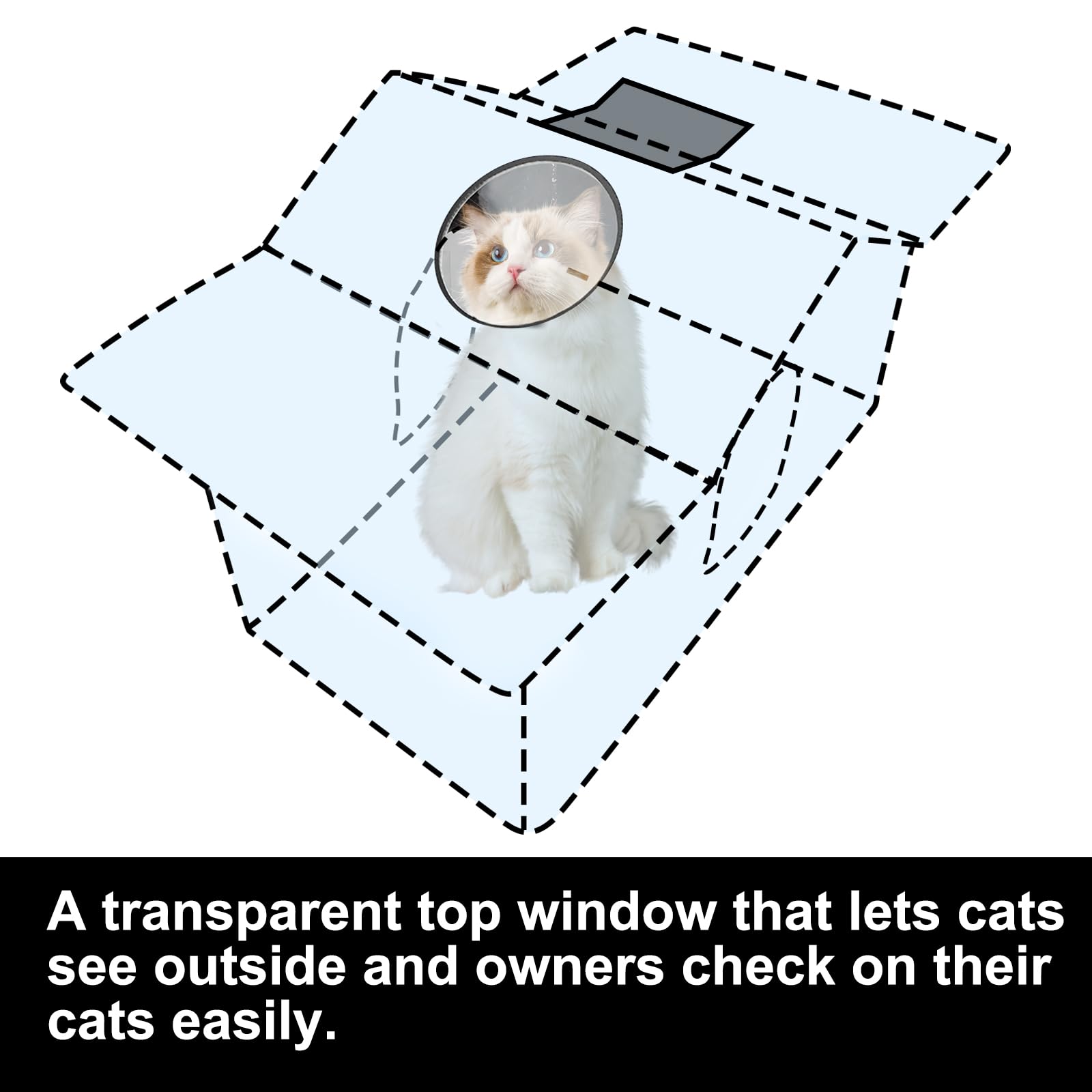 Texsens Outdoor Cat House observation window for easy cat check-ins.