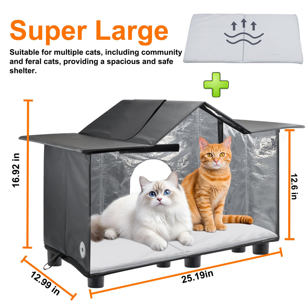Texsens Outdoor Cat House top view reveals spacious interior for lounging.