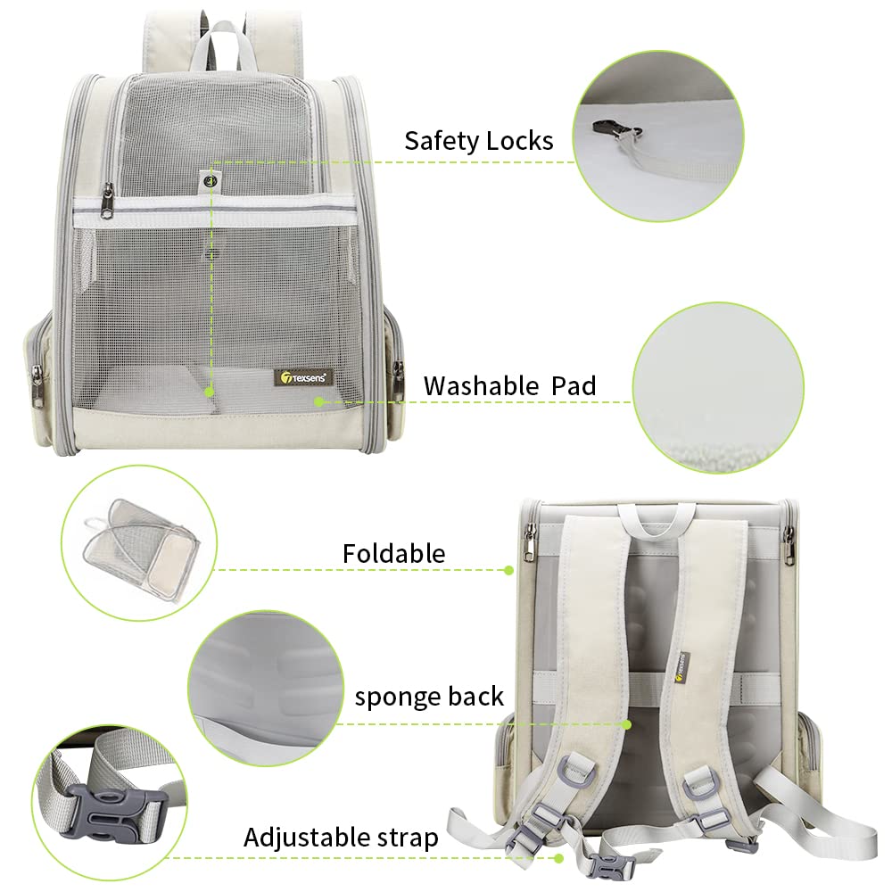 Texsens pet-backpack carrier removable mat offers easy cleaning and cozy comfort