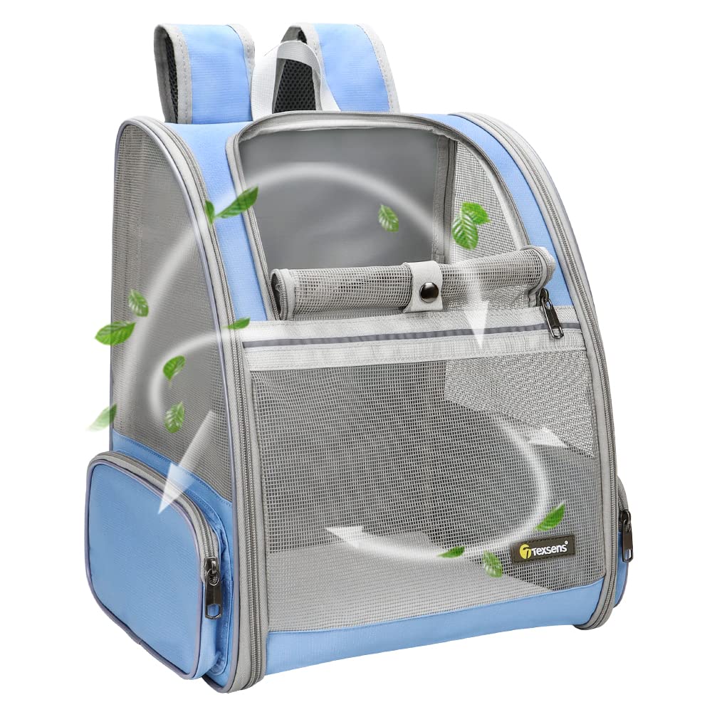 Texsens Pet Backpack Ventilated Design keeps airflow steady for your small pet during travel.