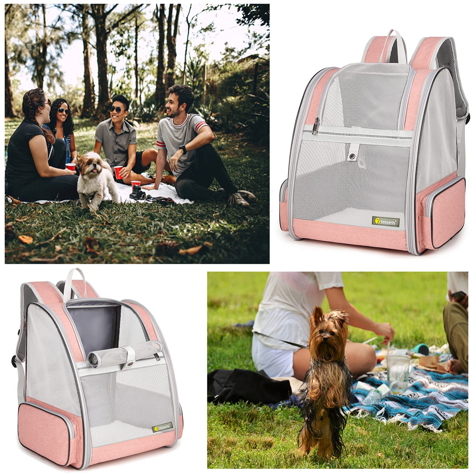 Texsens Traveler Bubble Backpack cat/dog view illustrating secure travel