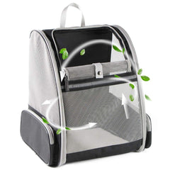 Texsens Traveler Bubble Backpack exterior view showing compact travel-ready design for pets