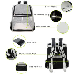 Texsens Traveler Bubble Backpack removable mat provides cozy, washable comfort for pets