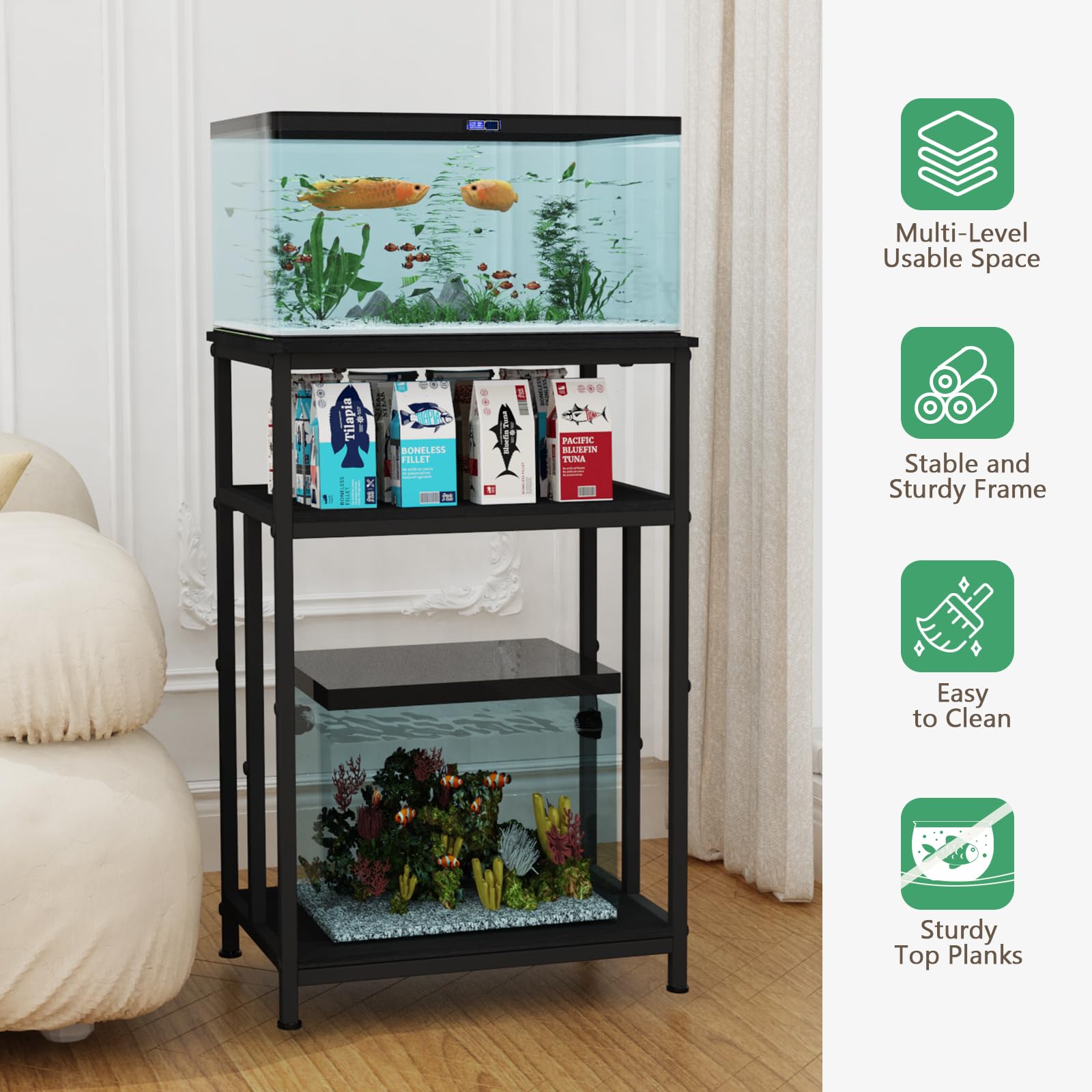 TFK Aquarium Stand in an office setting with printer and supplies