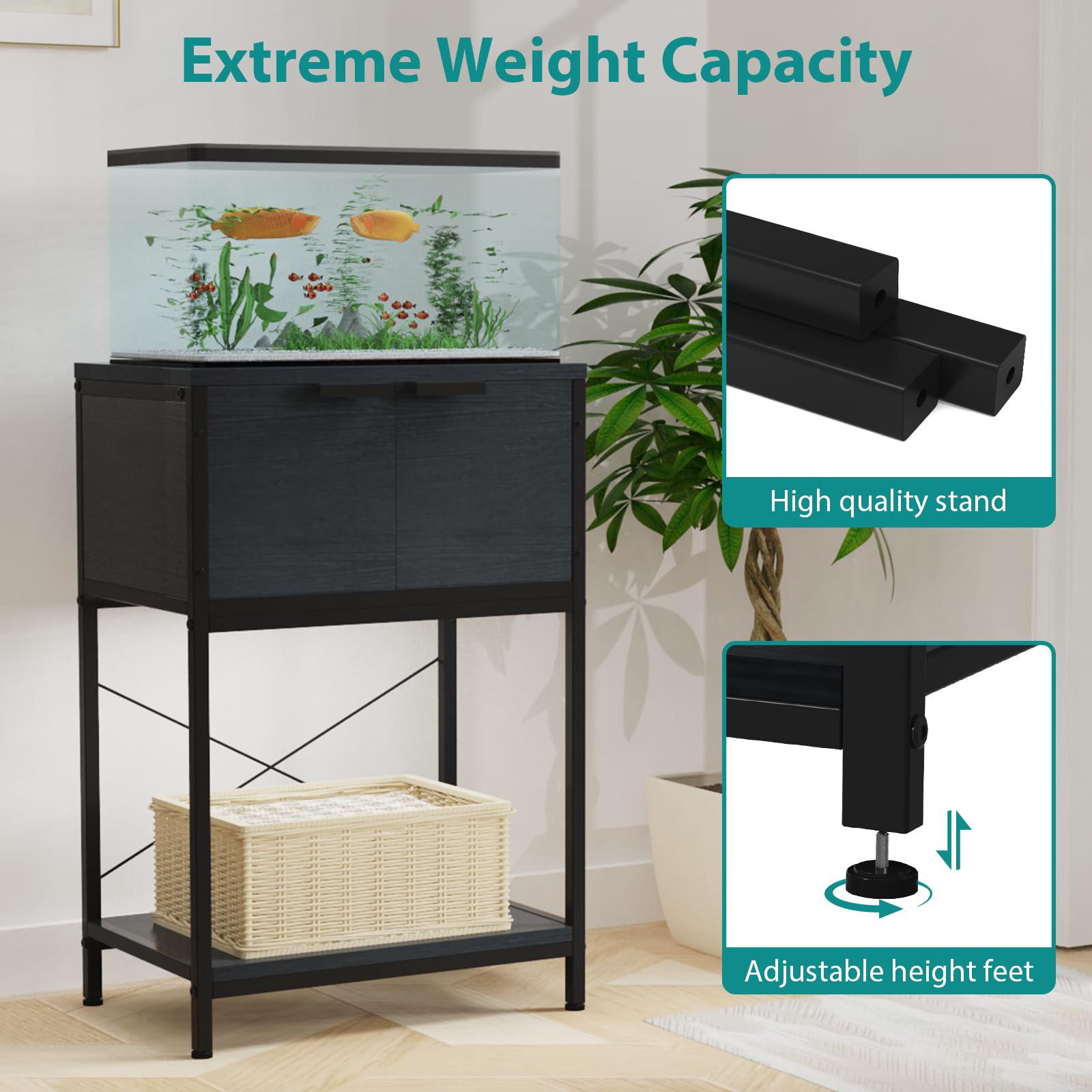 TFK stand supports up to 400 lbs for sturdy mid-to-large tanks.