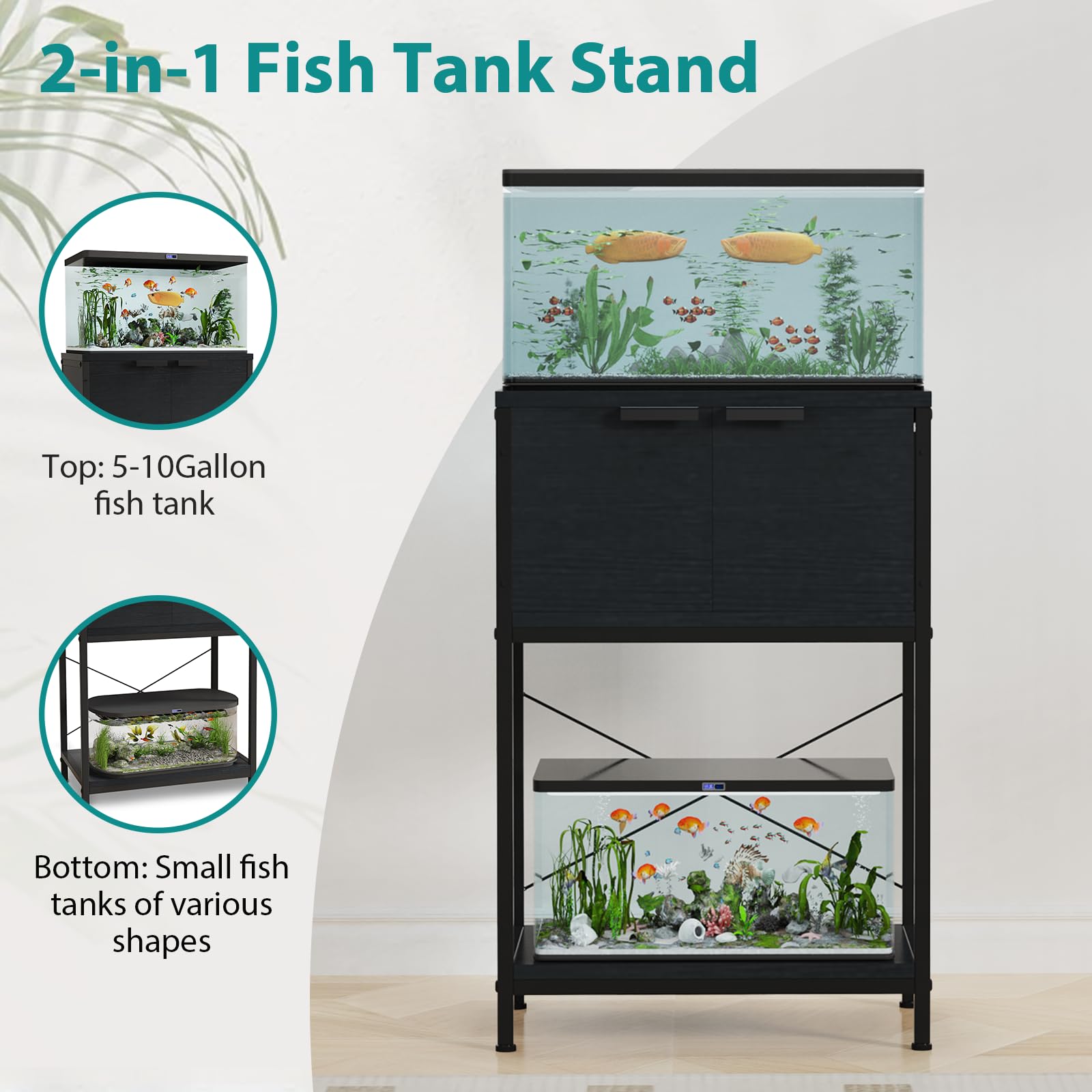 TFK bottom storage cabinet keeps fish supplies organized and hidden.