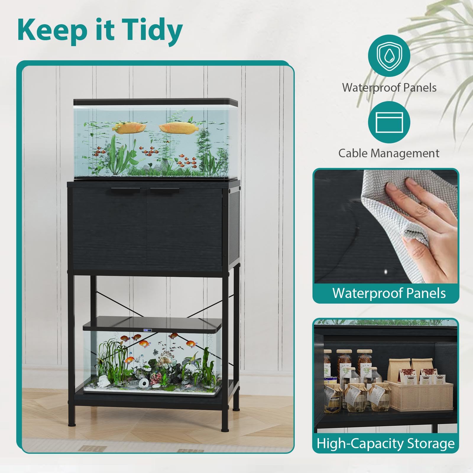 TFK non-slip base ensures stability for active tank setups.