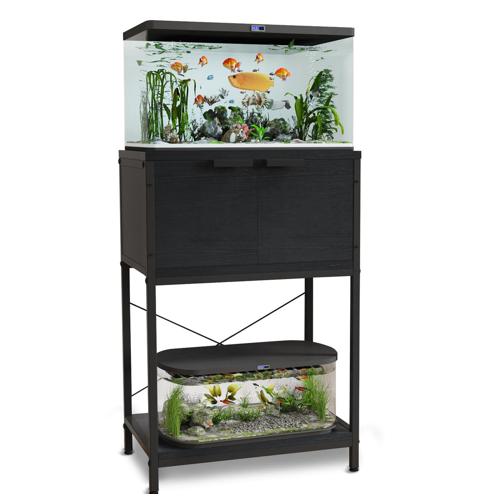 TFK vertical two-layer stand supports a 20-29 gallon aquarium, saving space.