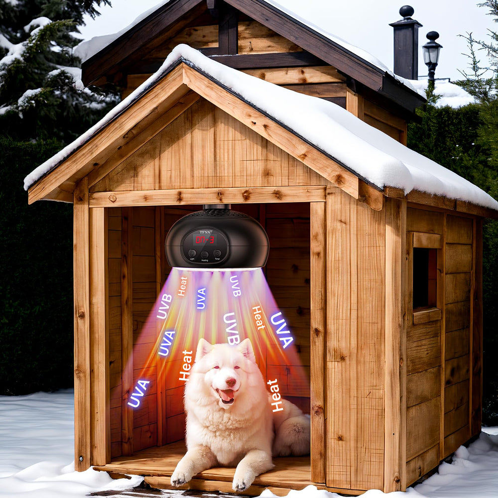 TFNN chicken coop heater lamp packaging includes UV card and manual for fast setup.