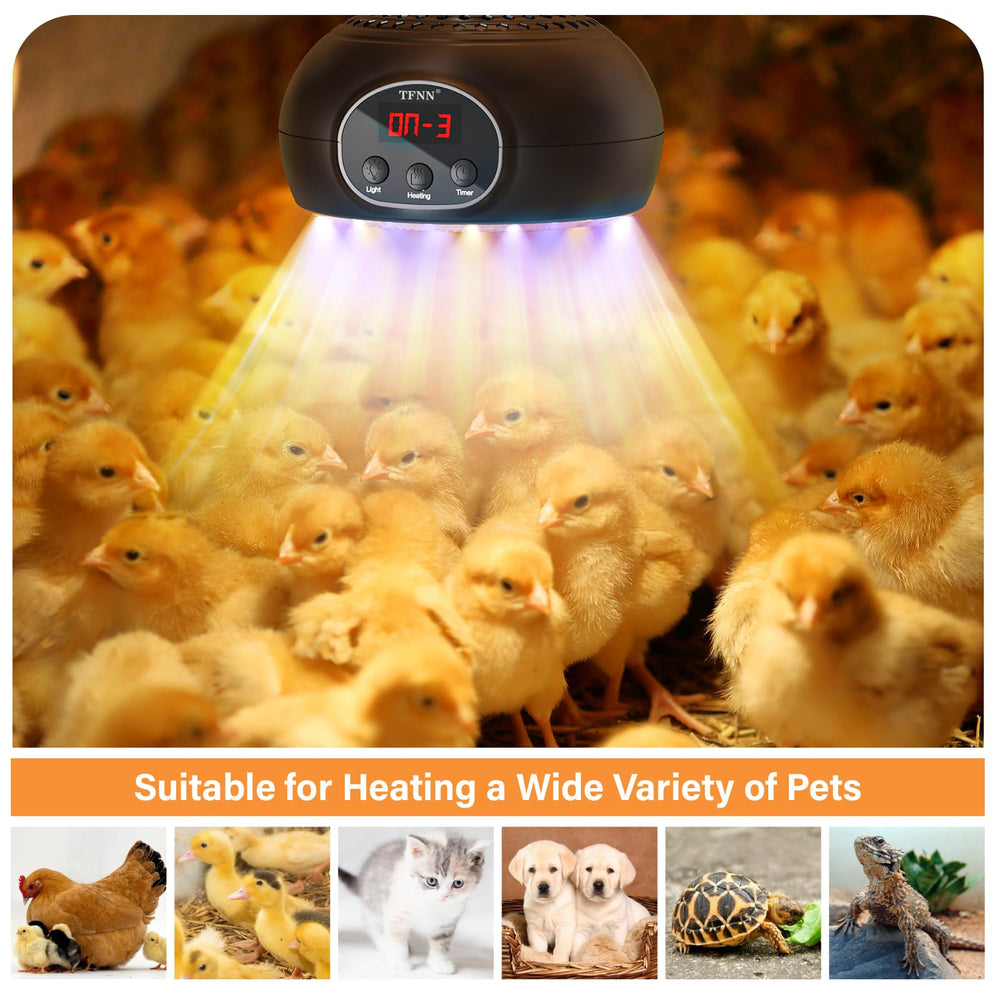 TFNN chicken coop heater lamp top-ring hanging enables quick, secure installation.