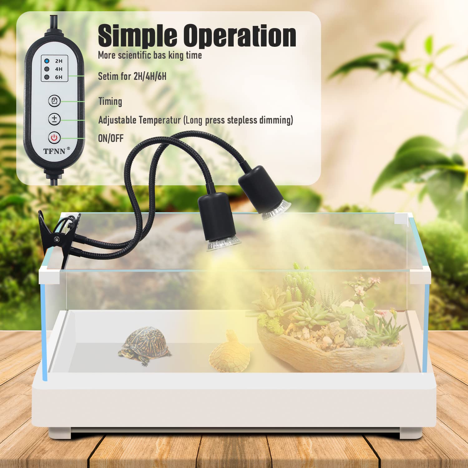 TFNN Reptile Heat Lamp clamp-assembly enables secure setup and reliable positioning.