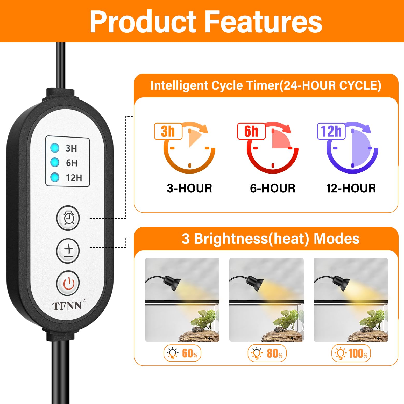 TFNN Reptile Heat Lamp clamp offers secure mounting in any habitat.
