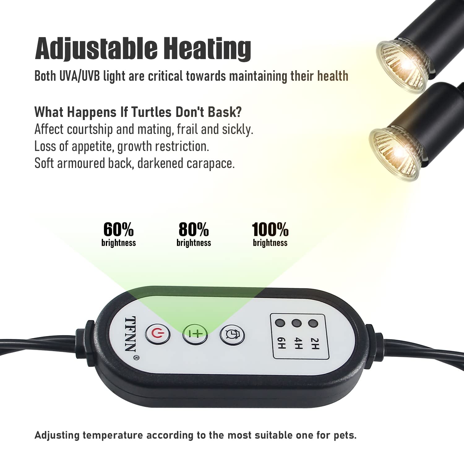 TFNN Reptile Heat Lamp in-use in tank encourages natural warmth and comfort.
