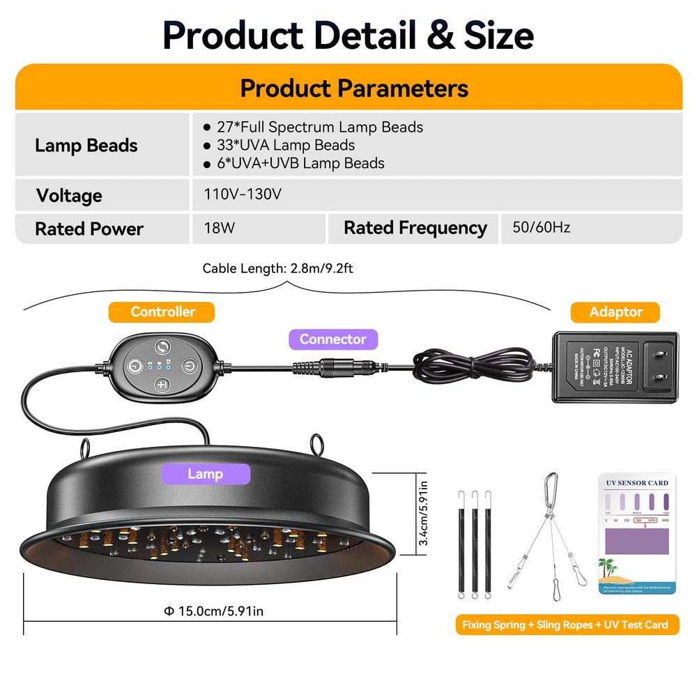 TFNN Reptile Light hanging strap installation for adjustable enclosure mounting.