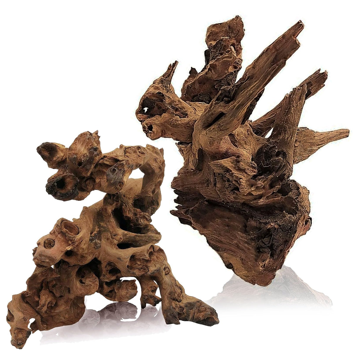 Tfwadmx aquarium driftwood 2pc front view showcases natural shelter.
