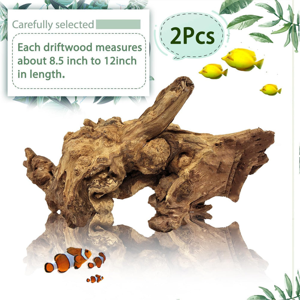 Tfwadmx aquarium driftwood 2pc side view reveals textured bark.