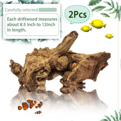 Tfwadmx aquarium driftwood 2pc side view reveals textured bark.