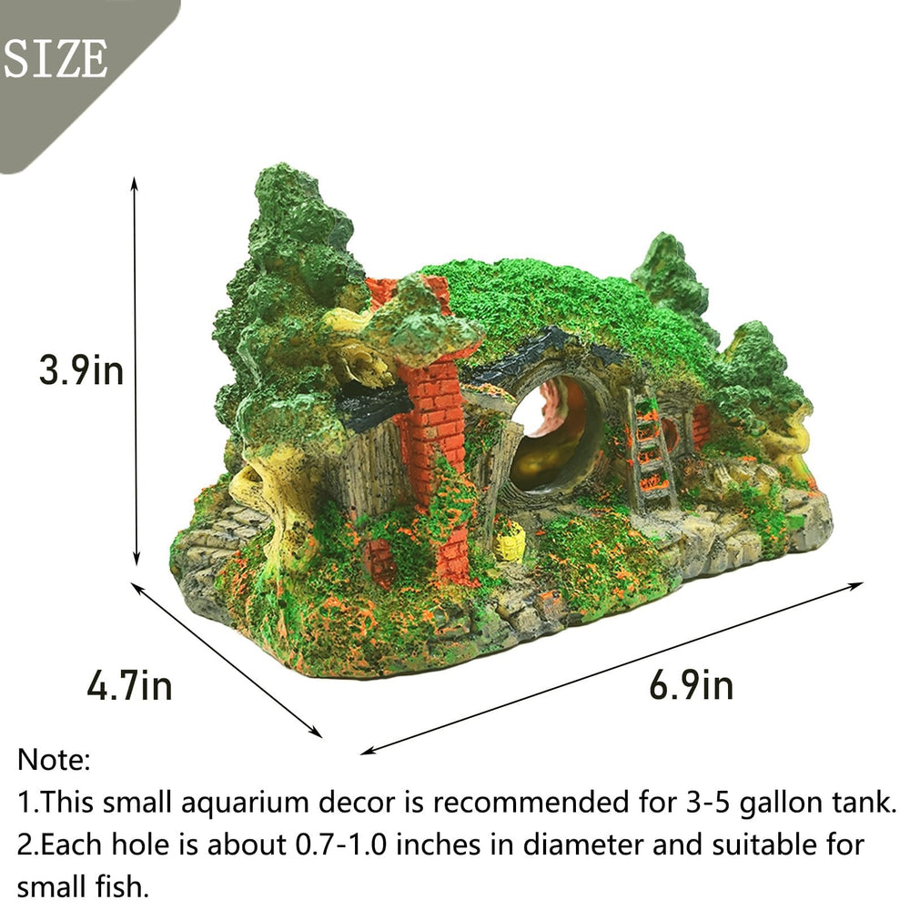 Tfwadmx castillo hobbit para acuario, complemento decorativo temático.