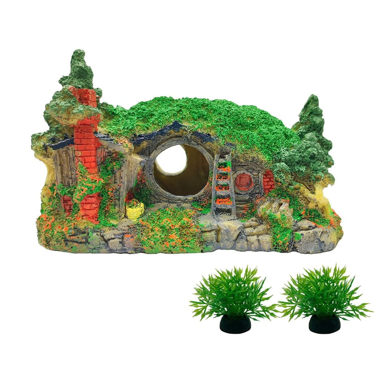 Tfwadmx cueva hobbit para acuario, refugio seguro para peces pequeños.