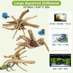 Tfwadmx driftwood pack 7-11 inches, ready for freshwater decor.
