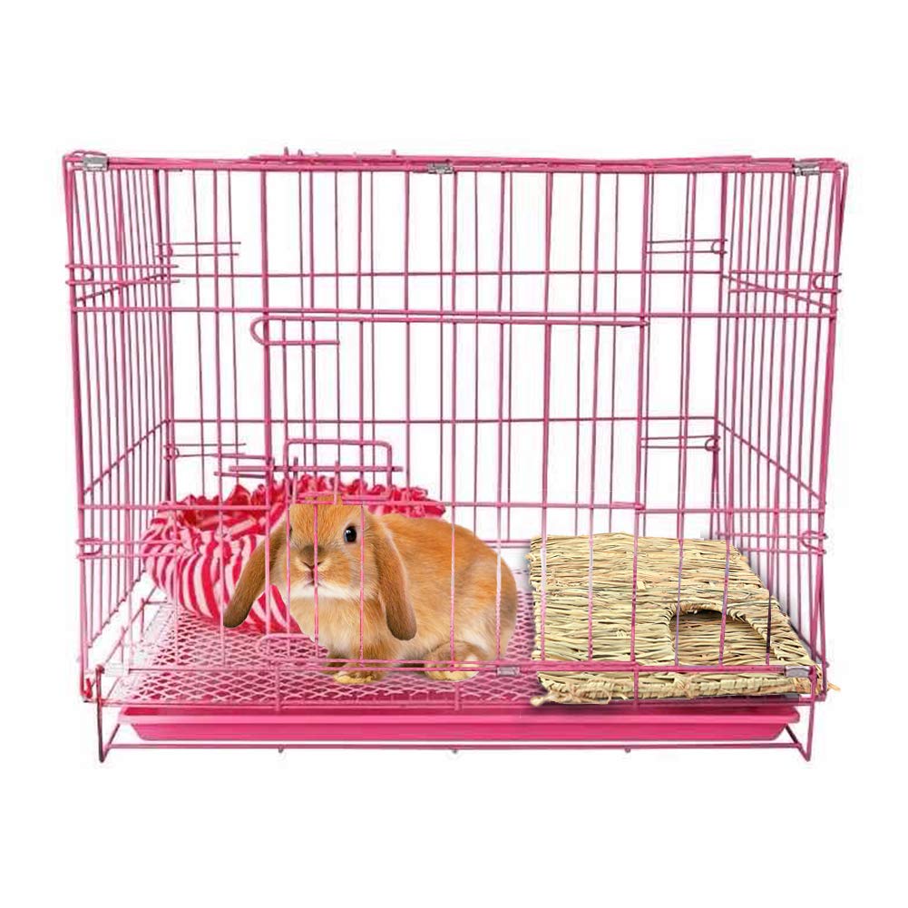 Tfwadmx Rabbit Grass House in use shows pets exploring the woven texture with curiosity