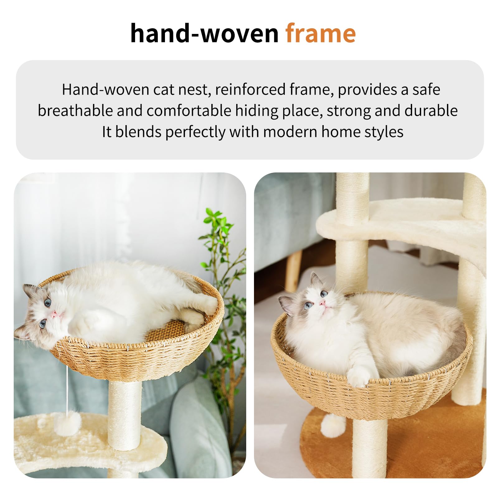 TGMVI space capsule nest at the top offers a cozy lookout for attentive cats