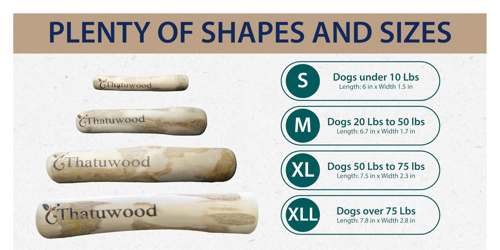 THATUWOOD Coffee Wood Dog Chew Stick closeup of splinter-free construction.