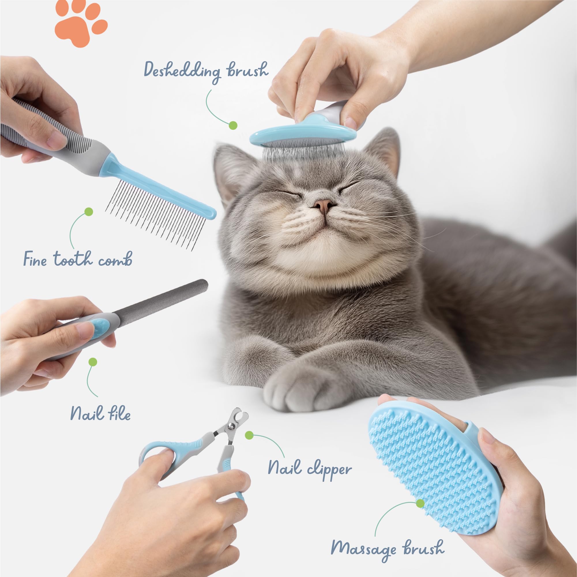 The Cat Ladies massage brush close-up for soothing, gentle grooming.