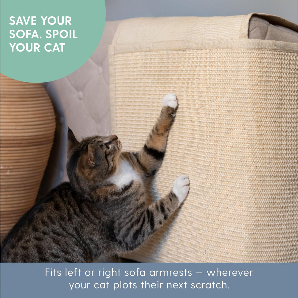 The Cat Ladies sisal-surface-couch-scratcher offers a natural scratch surface for claws.