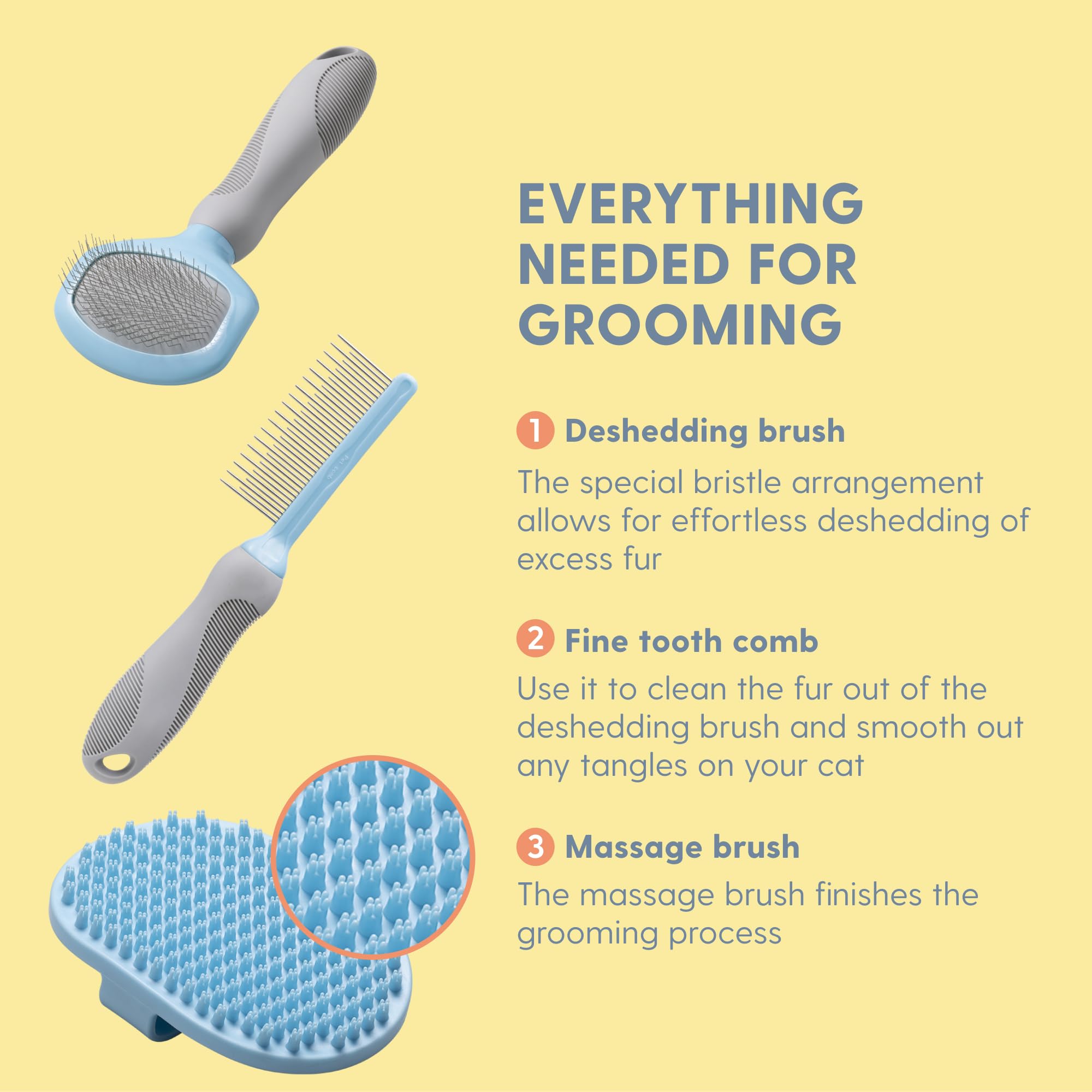 The Cat Ladies stainless steel tools provide durable grooming performance.