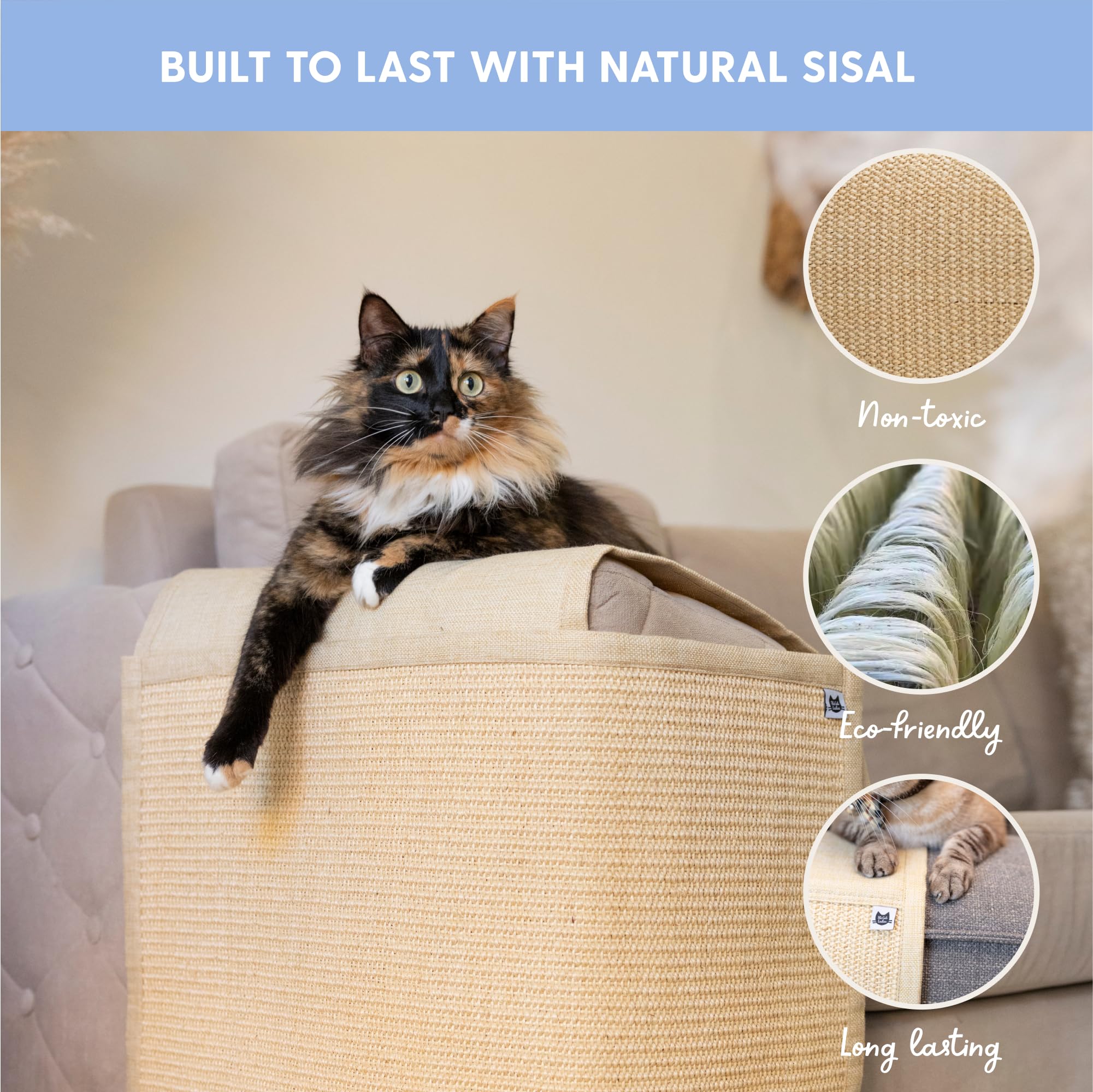 The Cat Ladies stylish-couch-protector blends with living room decor.
