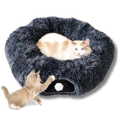 The Cat Park cat tunnel large donut bed offers plush cushioning for cozy lounging.