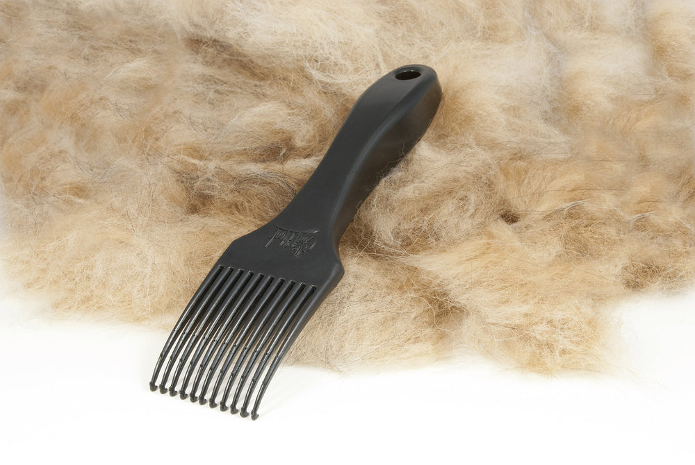 The CoatHook ergonomic handle design closeup promotes comfortable long grooming sessions.