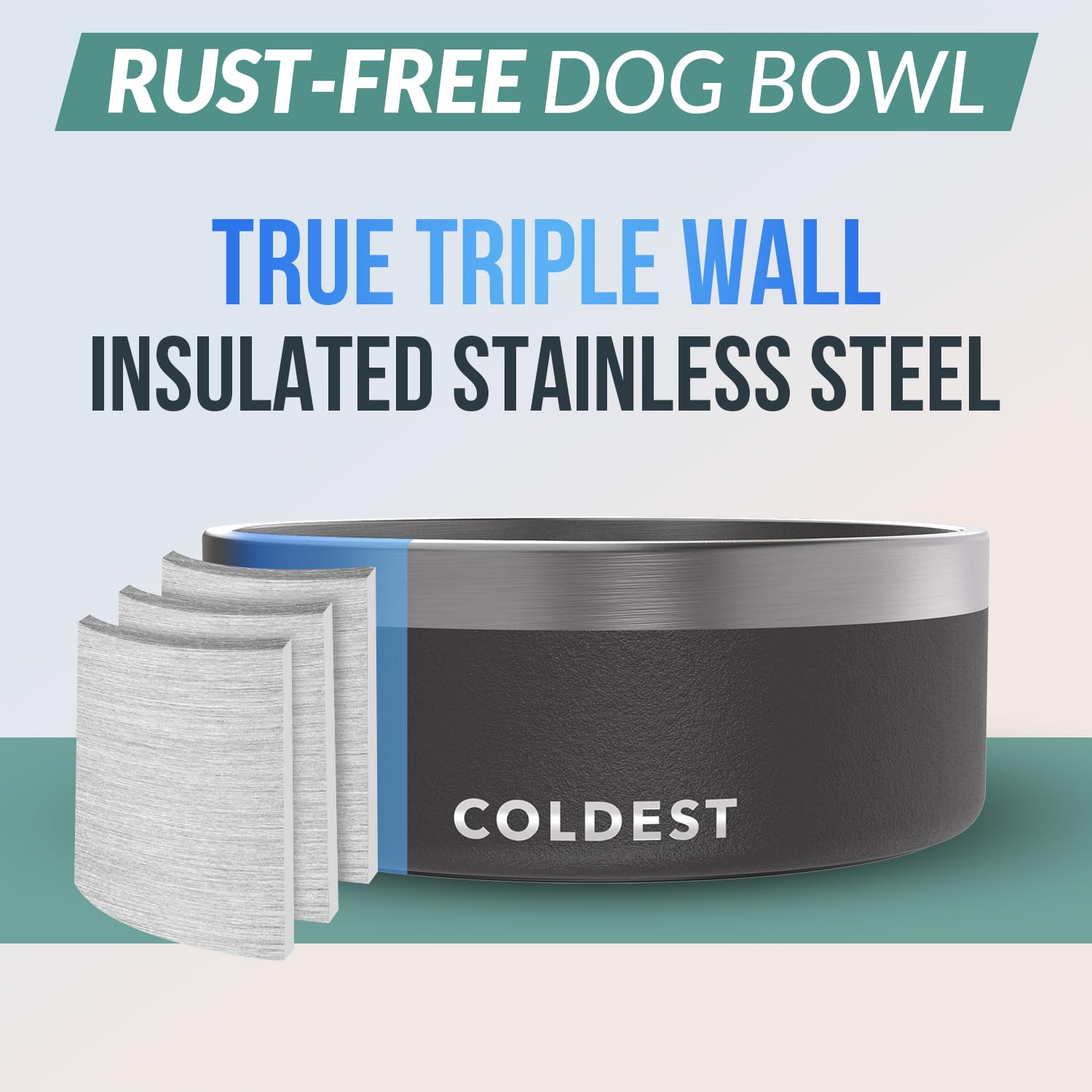The Coldest Water 3-layer insulated stainless steel keeps water cool.