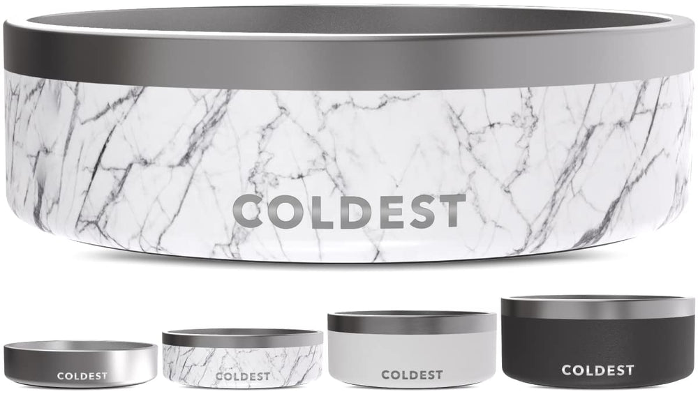 The Coldest Water Bowl anti-rust metal construction resists chewing damage.