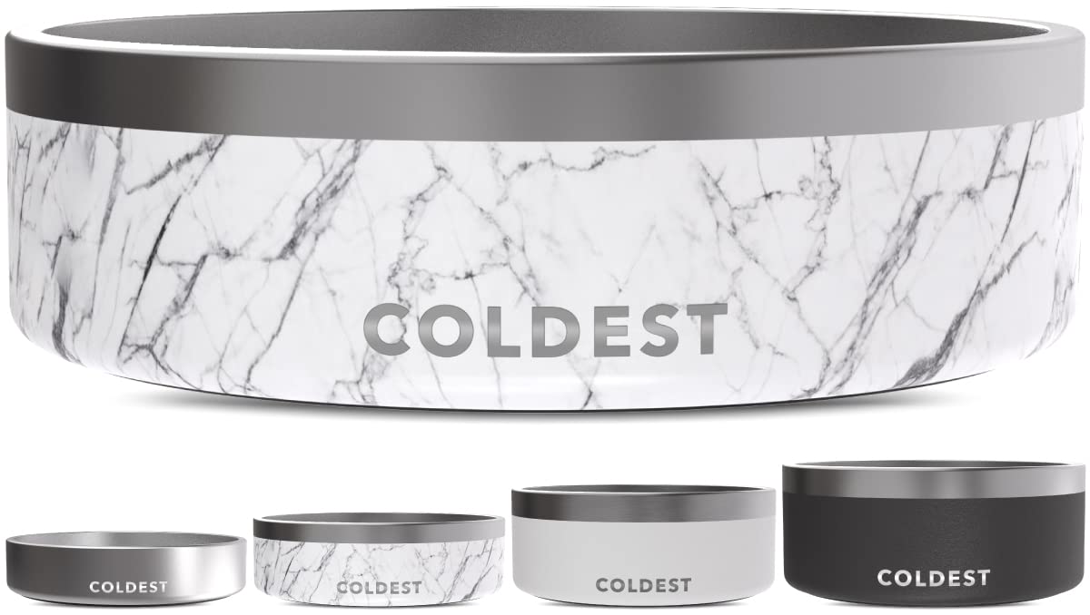 The Coldest Water Bowl anti-rust metal construction resists chewing damage.
