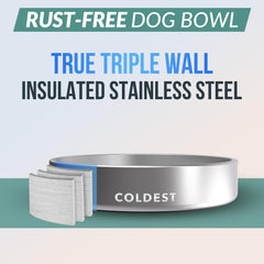 Coldest Dog Bowl con aislamiento triple para agua fría estable