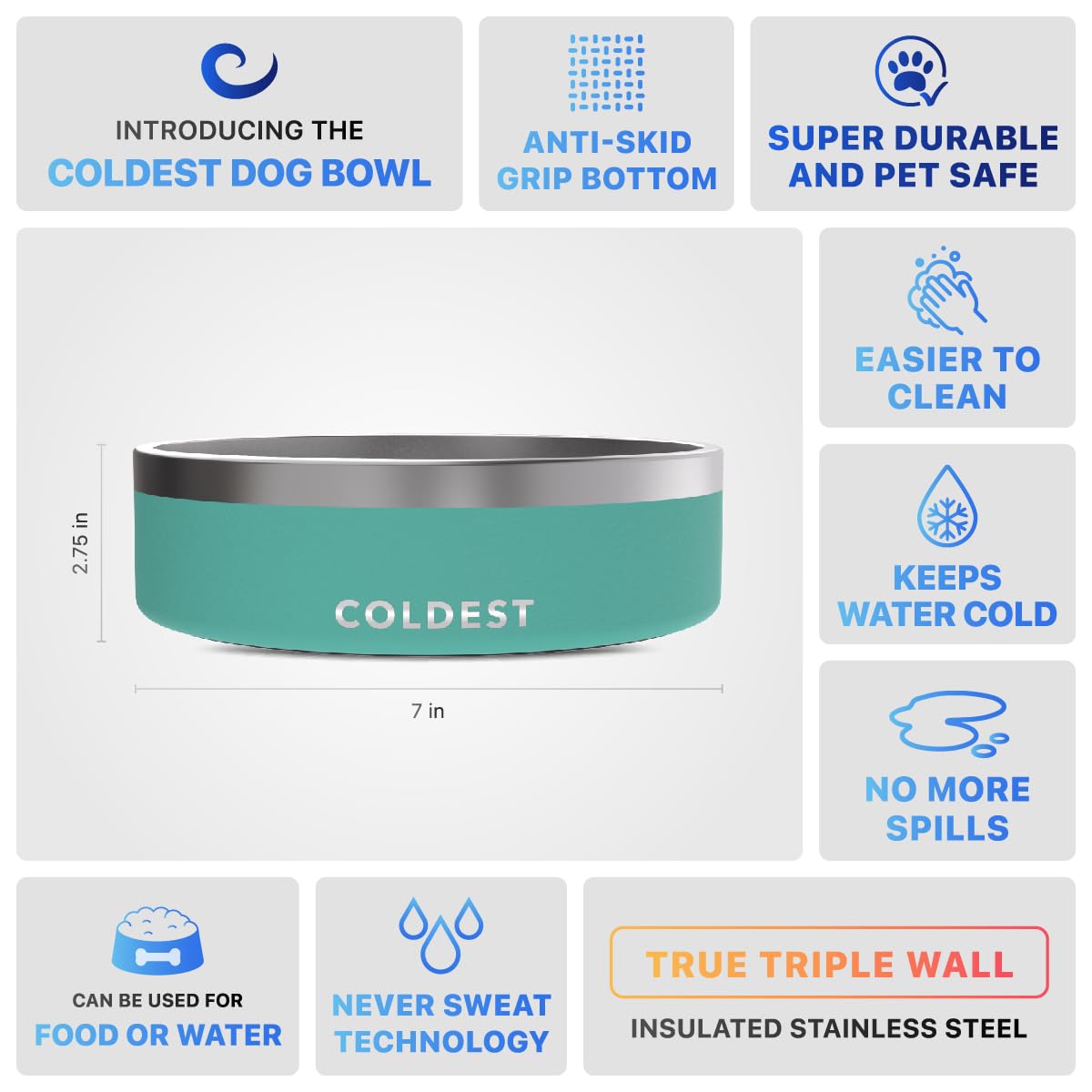 The Coldest Water dog bowl 42-ounce capacity supports longer meals.