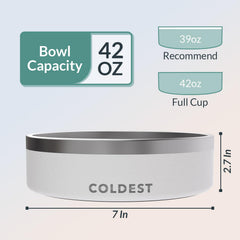 The Coldest Water 42oz capacity bowl suits larger pets and busy households.