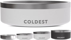 The Coldest Water dog bowl shows anti-rust metal finish for durability.