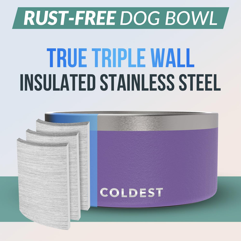 The Coldest Water dog bowl anti-slip base prevents spills during playful meals.
