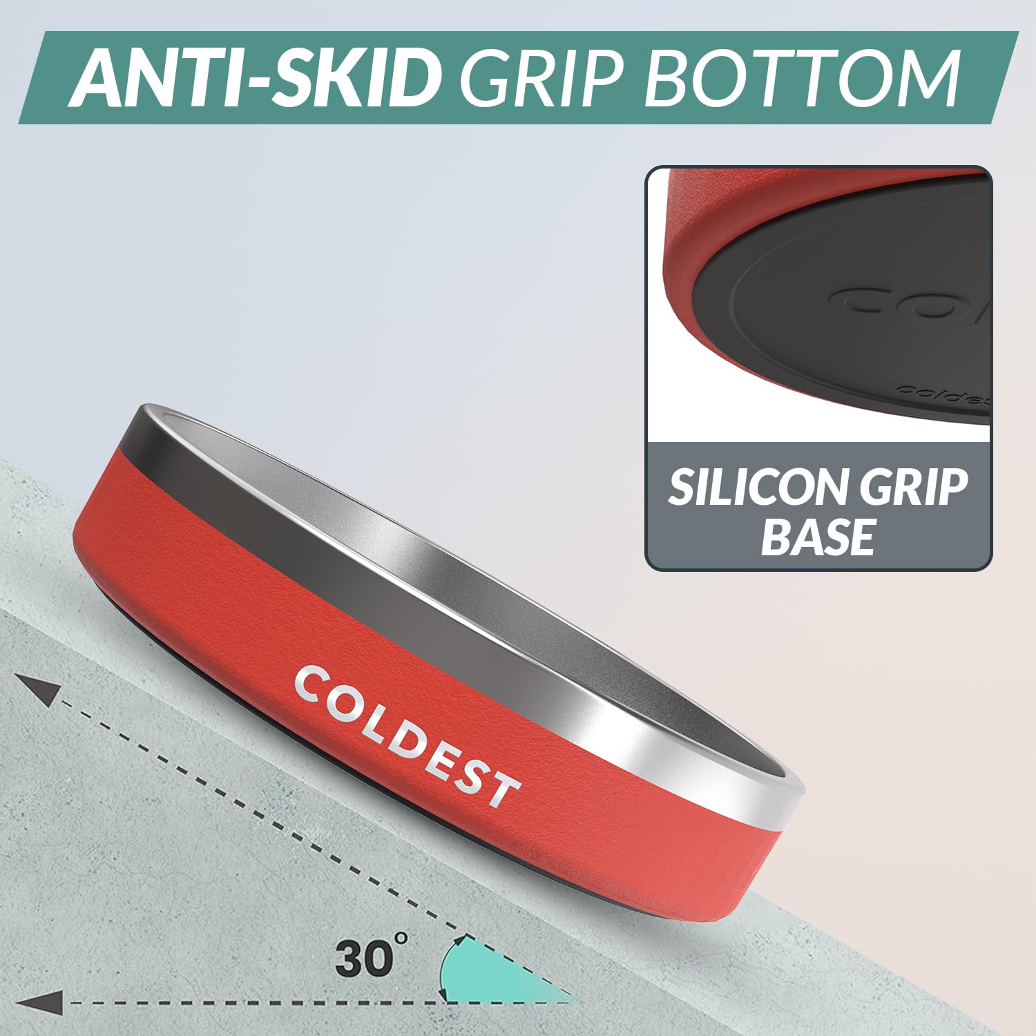 The Coldest Water dog bowl anti-slip base shows how it prevents spills during feeding.