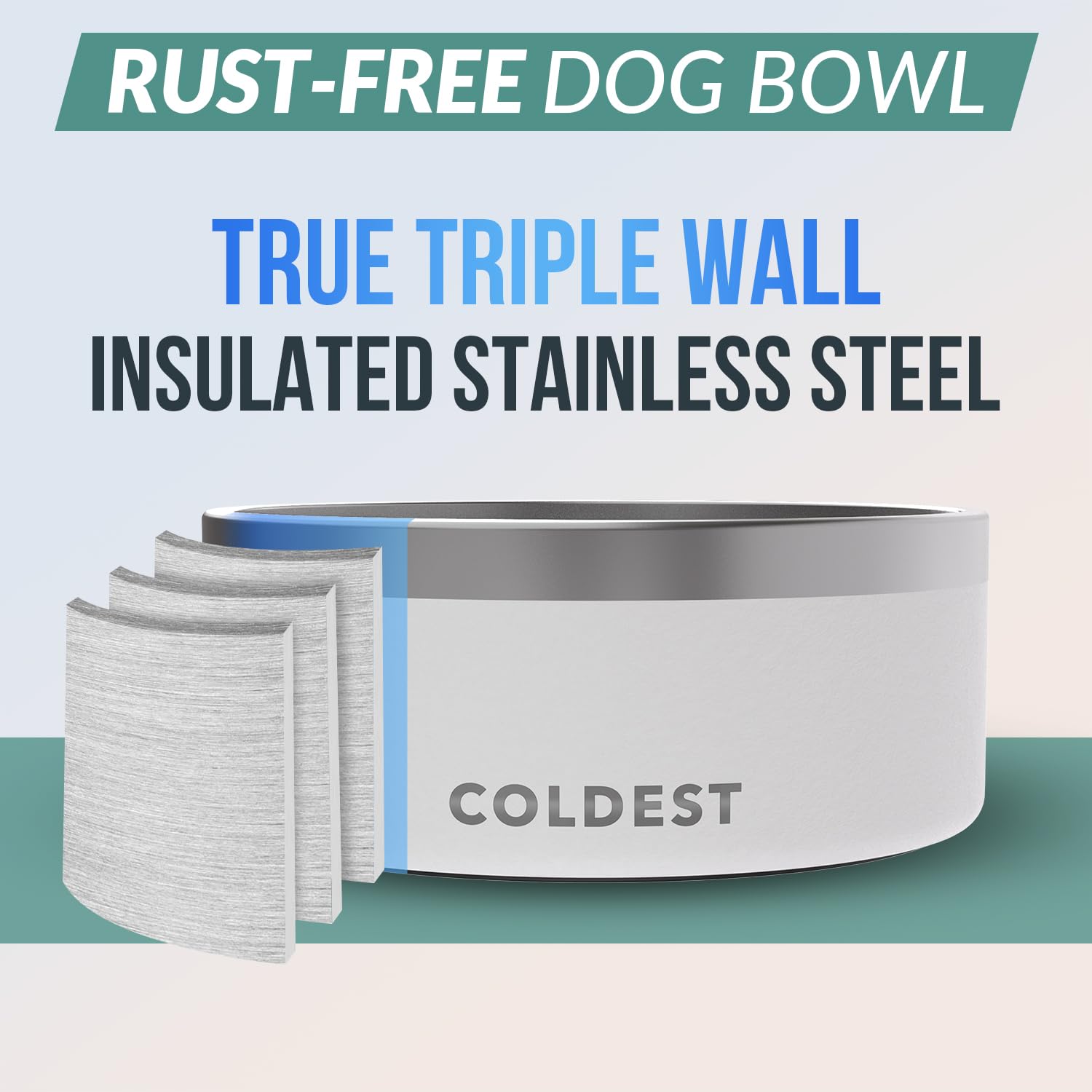 The Coldest Water dog bowl with anti-slip base prevents spills during meals.