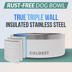 The Coldest Water dog bowl with anti-slip base prevents spills during meals.