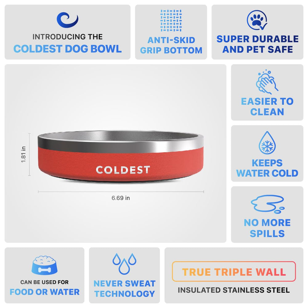 The Coldest Water dog bowl offers color and size variety for personalization.